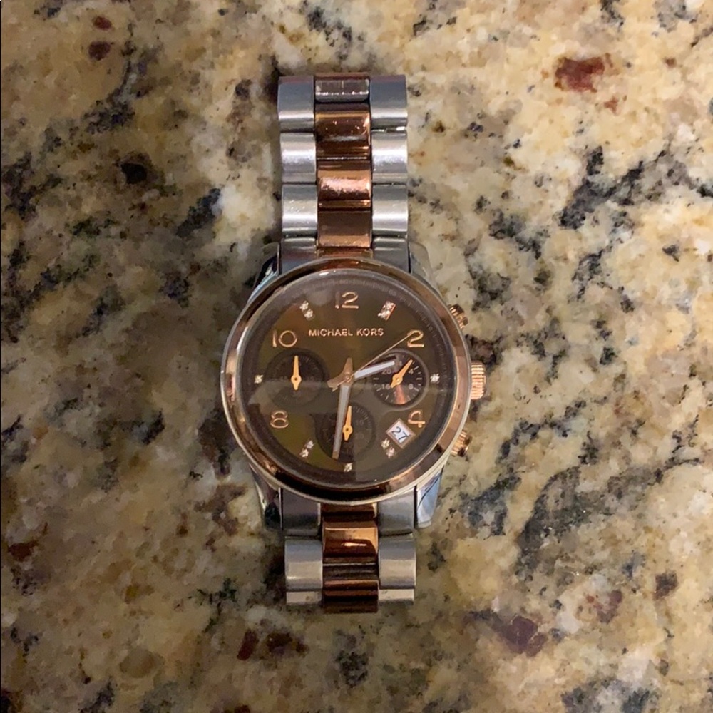 Michael Kors silver/rose tone watch